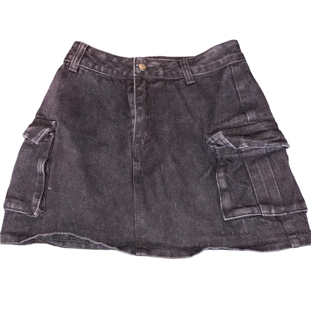 Black Denim Mini Skirt